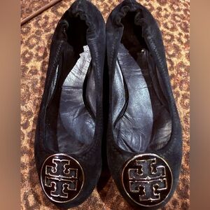 TORY BURCH Suede MINNIE Leather Ballet Flats Size 7.5M ANTHROPOLOGIE